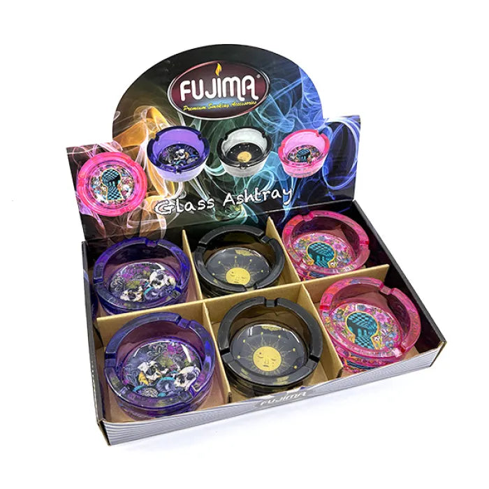 FUJIMA GLASS ASHTRAY 3.5IN GA61 - ASST DESIGNS