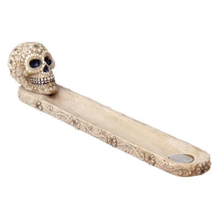 FUJIMA 10" FLOWER SUGAR SKULL INCENSE BURNER IB34 - BONE