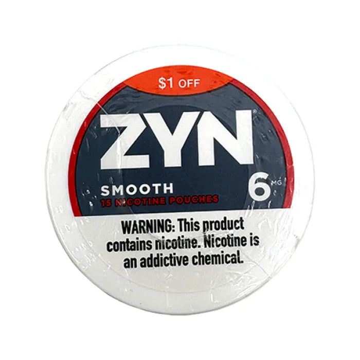 ZYN NICOTINE POUCHES 5PC/15PK $1.00 OFF - SMOOTH 6MG