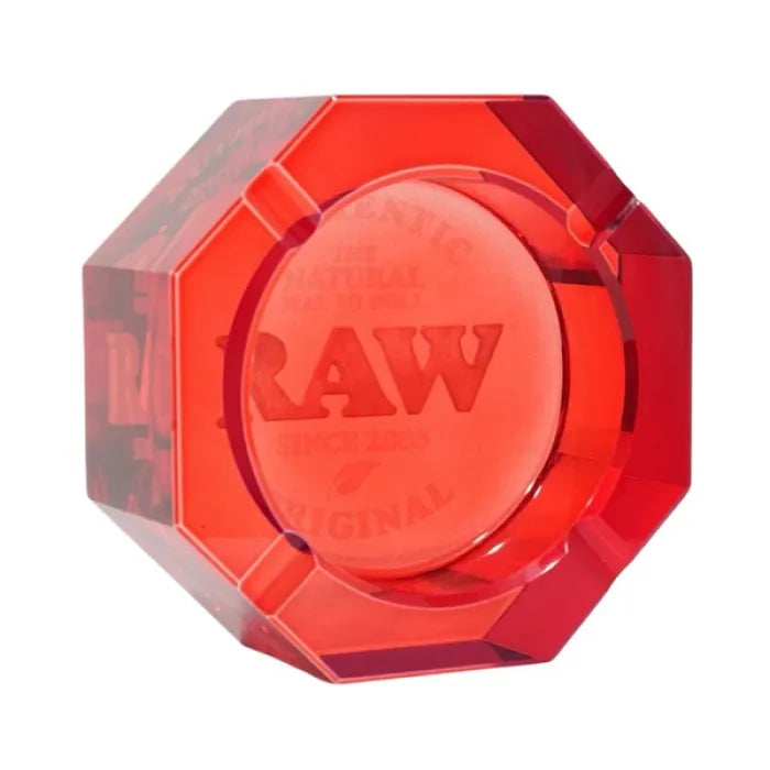 RAW CRYSTAL GLASS ASHTRAY - RED