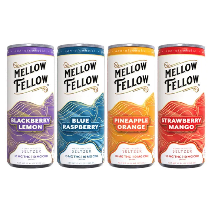 MELLOW FELLOW SELTZER BEVERAGE D9+CBD 20MG 12CT - ASSORTED