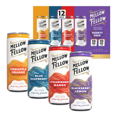 MELLOW FELLOW SELTZER BEVERAGE D9+CBD 20MG 12CT - ASSORTED