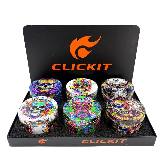 CLICKIT SKULL PRINTED METAL GRINDER MG-024