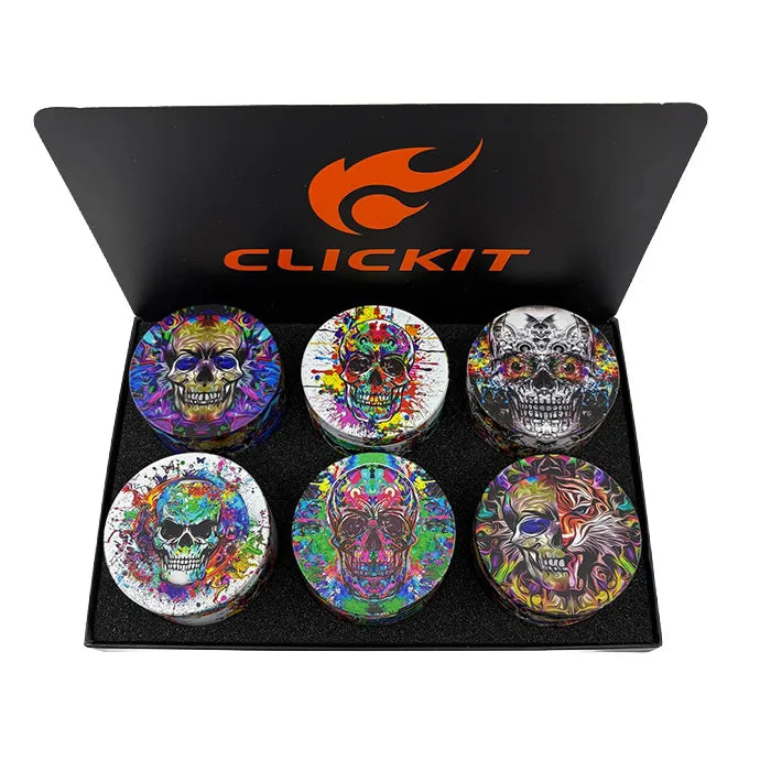 CLICKIT SKULL PRINTED METAL GRINDER MG-024