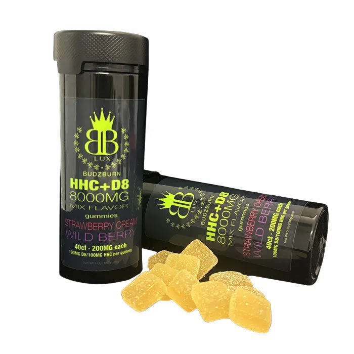 BUDZ BURN HHC+D8 GUMMIES 800MG 40CT - STRAWBEERY C/ WILD B