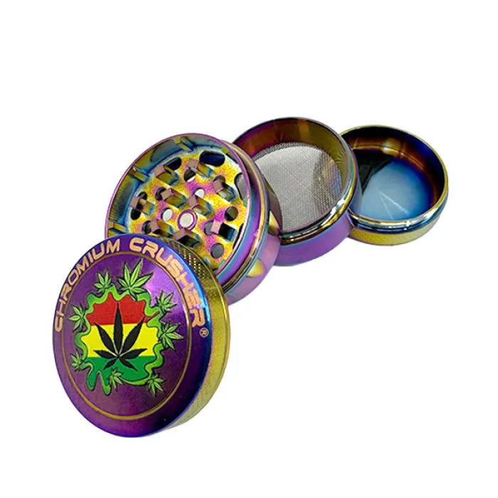 CHROMIUM GRINDER WITH LEAF DESIGN 1.8'' 70270L - RAINBOW