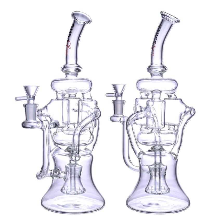 13" Chill glass Cylinder Perc Recycler Waterpipe - Colors May Vary -  (1 Count)