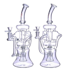 13" Chill glass Cylinder Perc Recycler Waterpipe - Colors May Vary -  (1 Count)