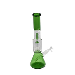 13.7" Double Dome Perc Beaker Waterpipe - Colors May Vary- (1 Count)