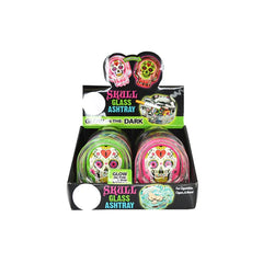 GLOW IN THE DARK SUGAR SKULL GLASS ASHTRAY