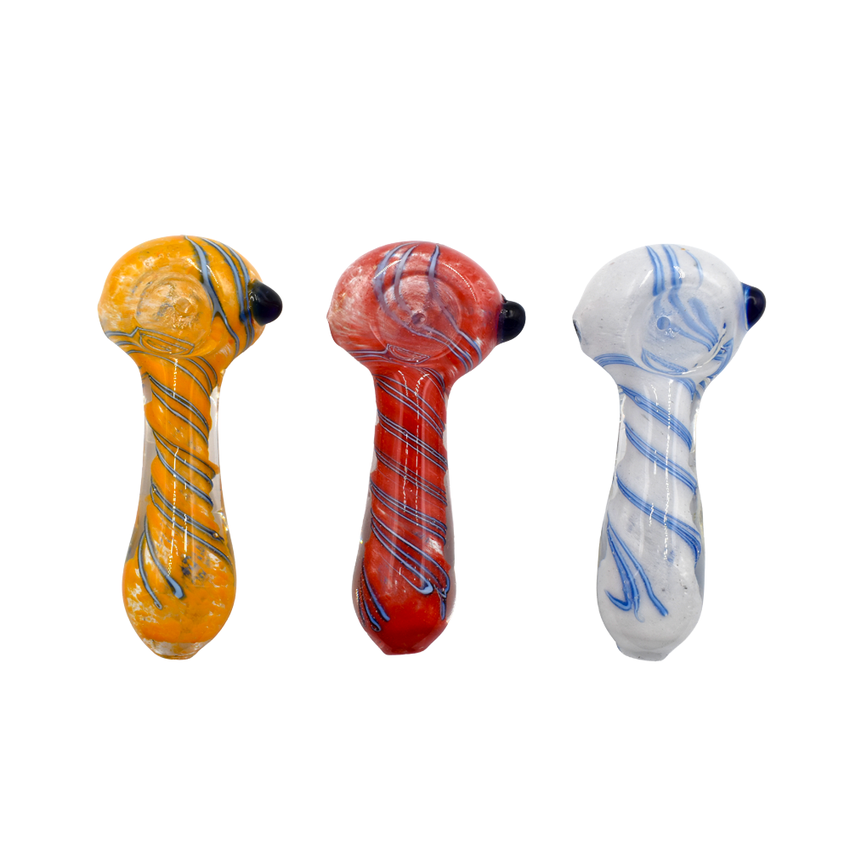 3" Over Lay Swirl Hand Pipe Colors May Vary - (1 Count)