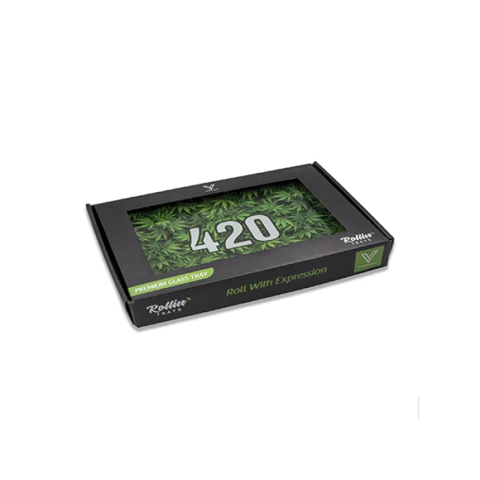 V-SYNDICATE ROLLING GLASS TRAY MEDIUM - 420 GREEN