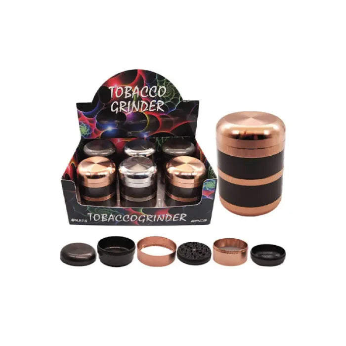 TWO-TONED ZINC ALLOY GRINDER WITH STORAGE CHAMBER 6 PARTS 60MM GR184-60
