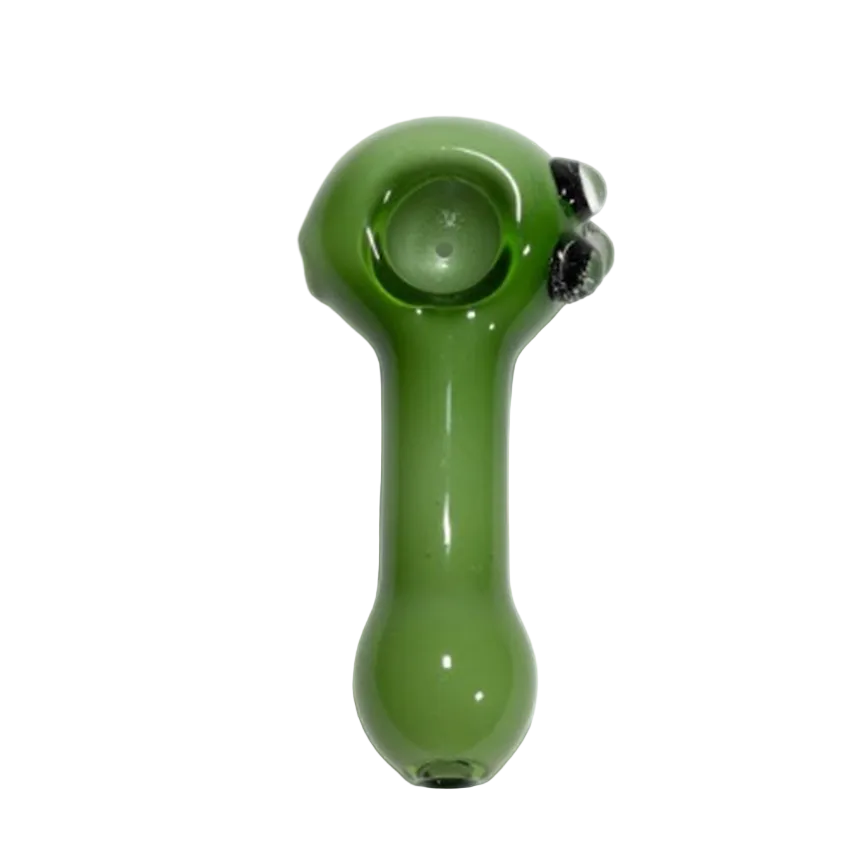 4" Double Nub Bub Green Glass Hand Pipe - (1 Count)