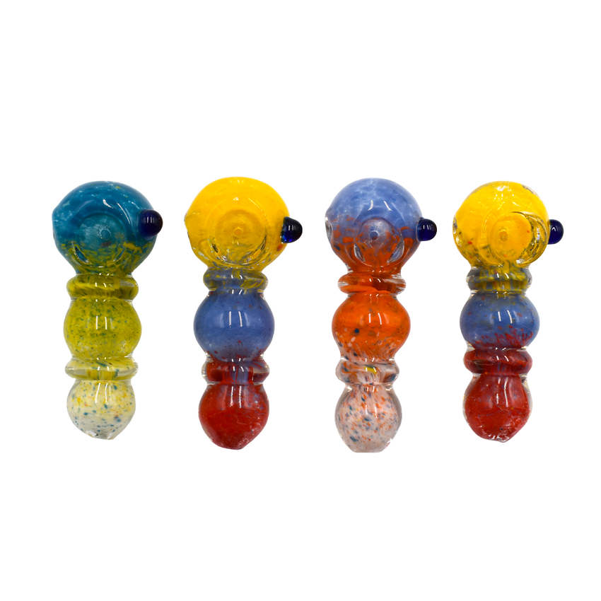 4" Double Ringed Frit Hand Pipe Colors May Vary - (1 Count)