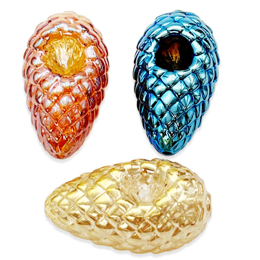 4" Electro Plated Pine Cone Hand Pipe - Design May Vary - (1 Count)
