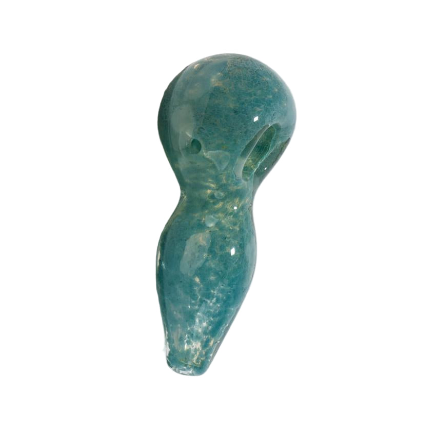 4″ Ocean Teal & Yellow Frit Spotted Glass Hand Pipe  - (1 Count)