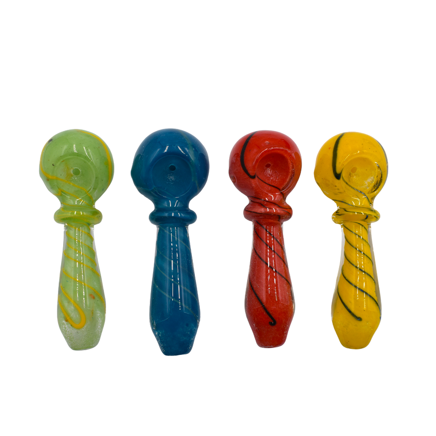 4"  Rounded Stripe Hand Pipe Colors May Vary - (1 Count)