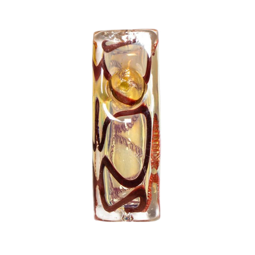 4.5" Amber & Red Swirl Squared Glass Hand Pipe - (1 Count)