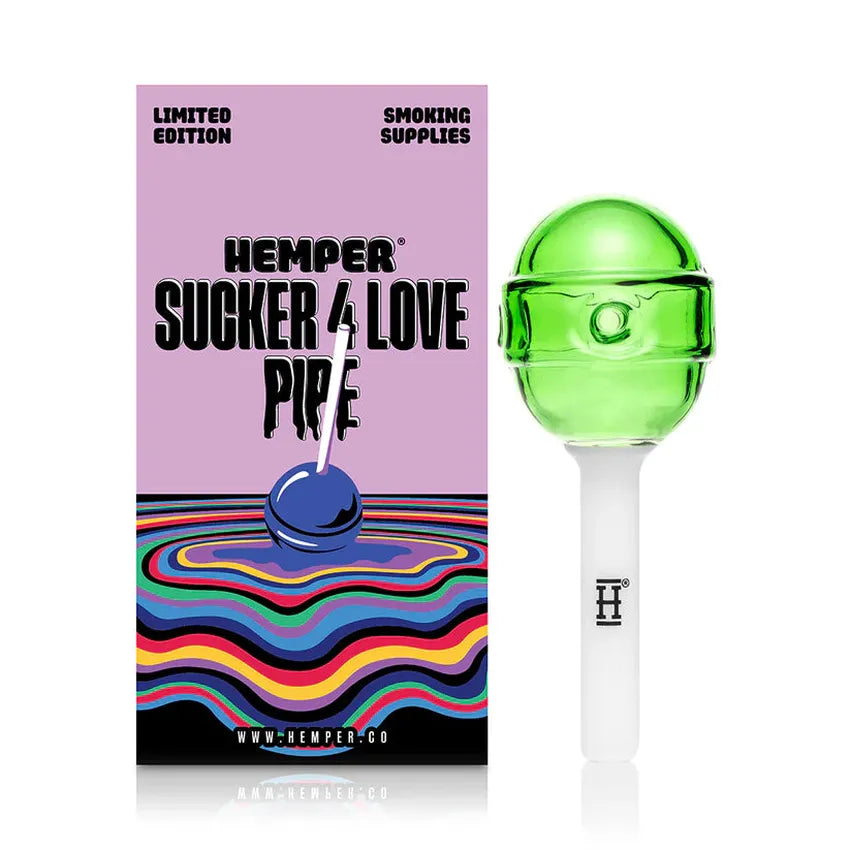 4.5" Hemper Sucker 4 Love Lollipop Green Hand Pipe - (1 Count)