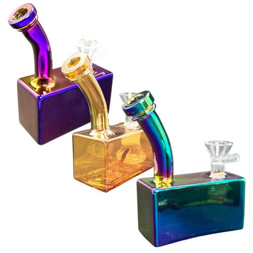 5" Frost Cube Glass Water Bubbler Waterpipe - Design May Vary - (1 Count)