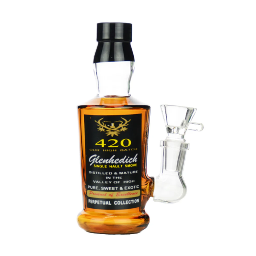 5" Micro Glenhedich Mini Rig L-Line Perc Water Pipe - Liquor Bottle Design - (1 Count)
