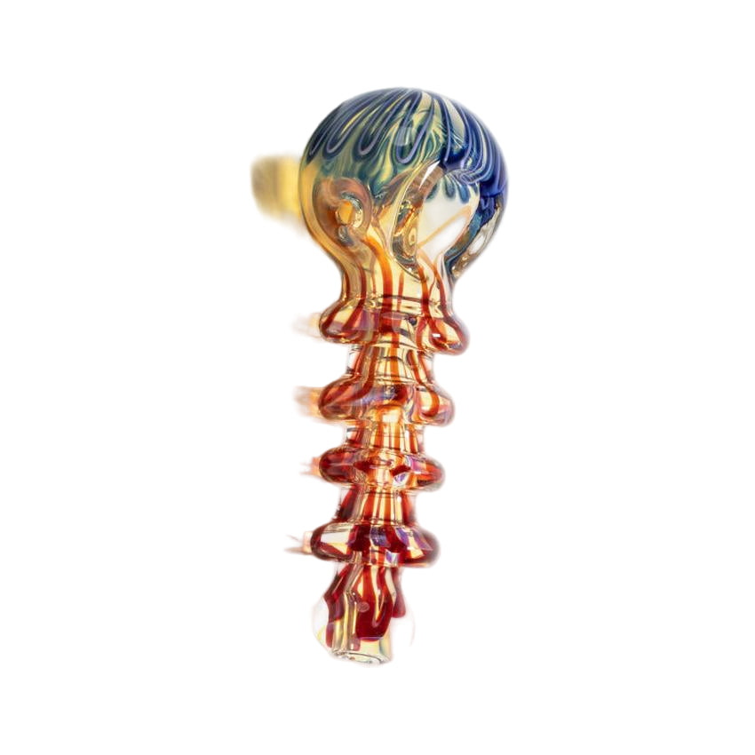 5" Ribbed Body Glass Pipe with Blue Swirl Bowl (1 Count)