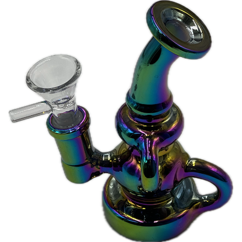 5" Super Mini Bubbler - Electro Plated Rig - Color May Vary - (1 Count)