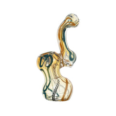 5.5″ Fumed Amber & Teal Swirl Sherlock Glass Bubbler - (1 Count)