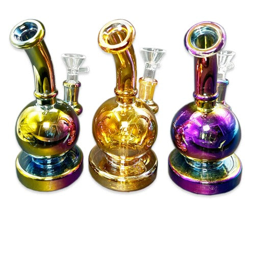 6" Elector Plated Ball Shaped Water Bubbler - Design May Vary - (1 Count)