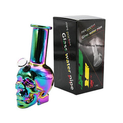 6" Electro Mini Skull Glass Water Pipe - Color & Design May Vary - (1 Count)
