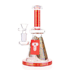 6” Straight Drop Shower Perc Glass WaterPipe – Egyptian Design - Color May Vary - (1 Count)
