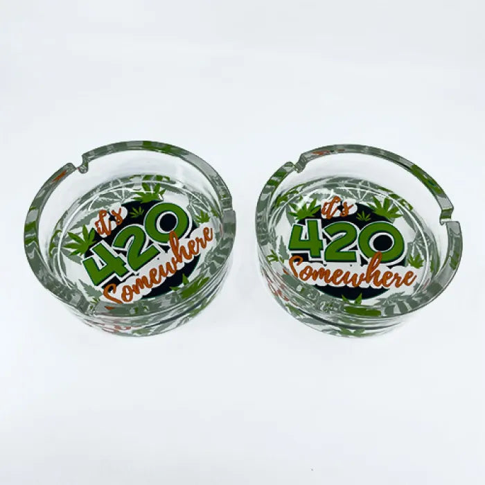 FUJIMA 6.25" GLASS 420 DESIGN ASHTRAY GA78