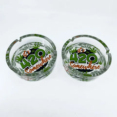 FUJIMA 6.25" GLASS 420 DESIGN ASHTRAY GA78