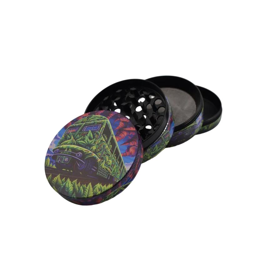 63mm 4 Part Grinder - Happy Bus - (1 Count)