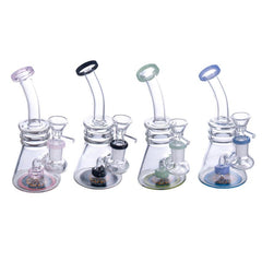 6.9" Inline Drop Perc Whirl Waterpipe - Colors May vary - (1 Count)