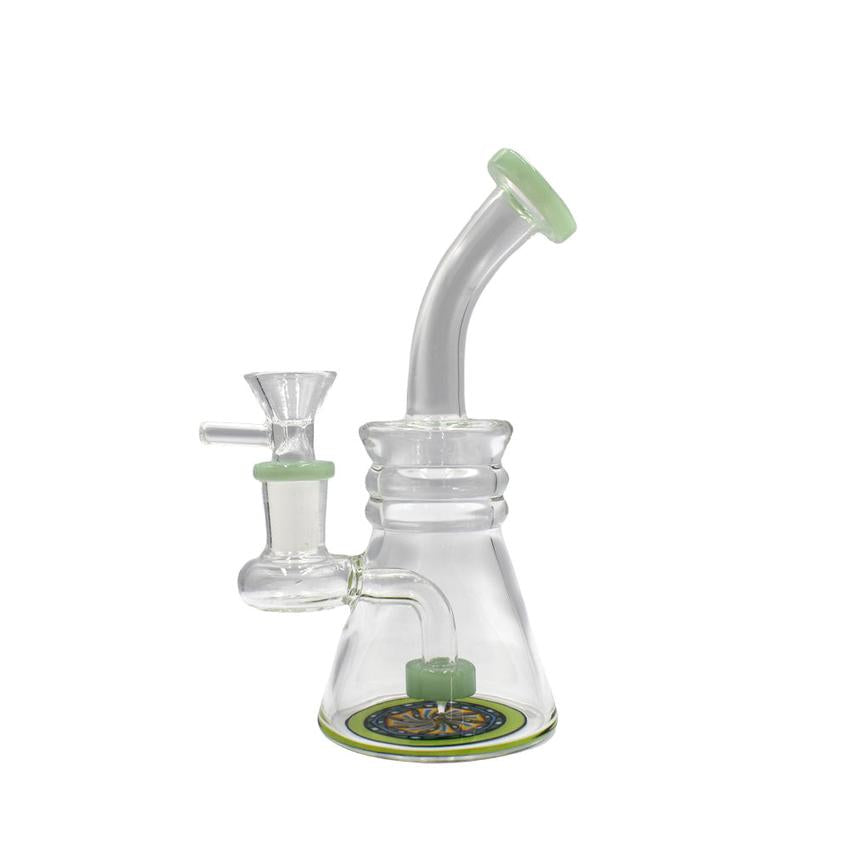 6.9" Inline Perc Triple Bent Waterpipe - Colors May vary - (1 Count)