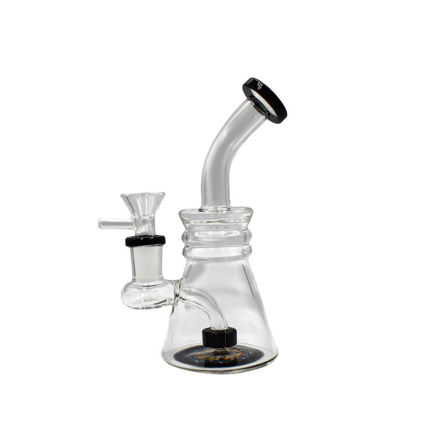 6.9" Inline Perc Triple Bent Waterpipe - Colors May vary - (1 Count)
