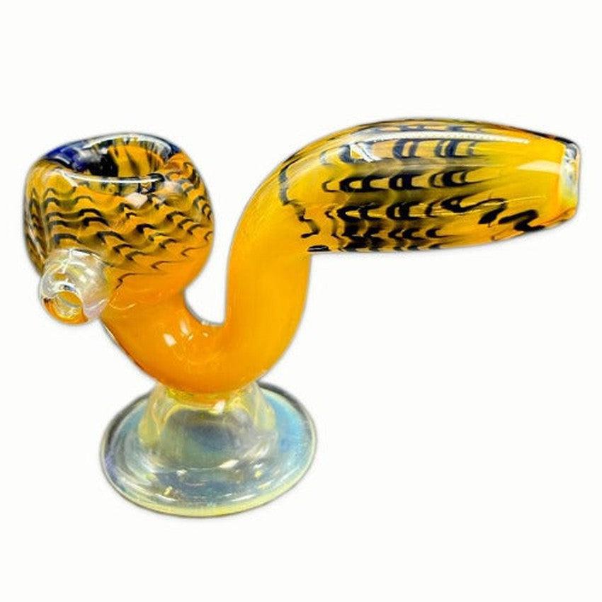 7" Deep Fumed And Art Sherlock On Base Stand Holder Hand Pipe - Design May Vary - (1 Count)