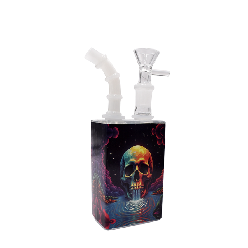 7" Juice Box Water Pipe - Smoking Skulls -  (1 Count)