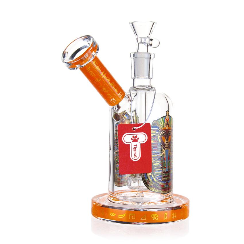 7” Outer Bowl Glass Water Pipe – Egyptian Design - Various Colors - (1 Count)