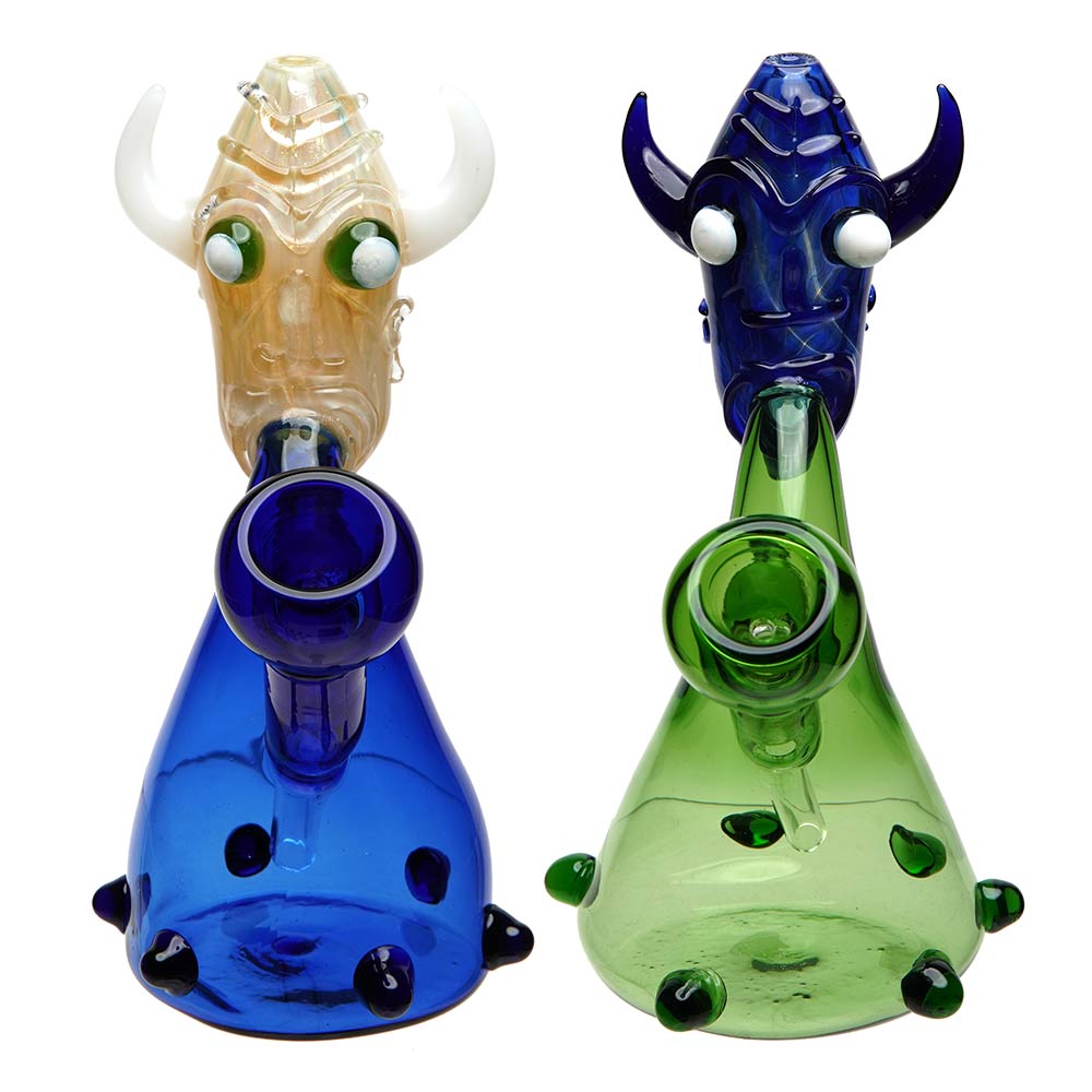 8" Bull Horn Themed Bubbler - Color May Vary - (1 Count)