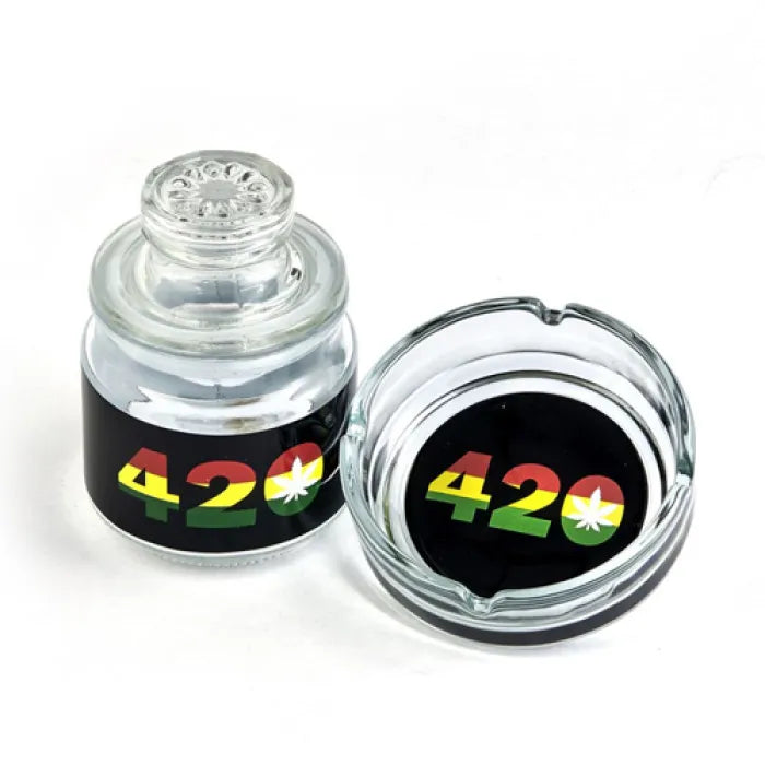 GLASS STASH JAR & ASHTRAY - 82426 420 DESIGN