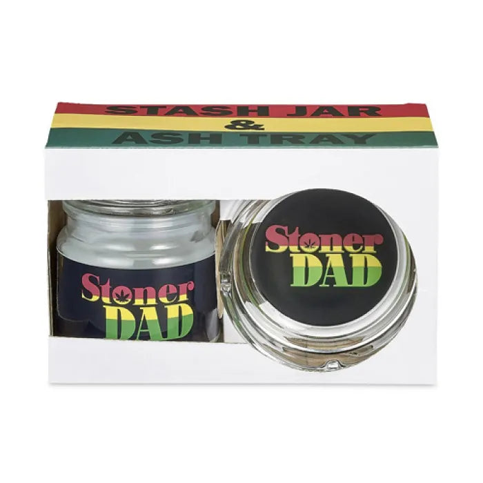 GLASS STASH JAR & ASHTRAY - 82537 STONER DAD