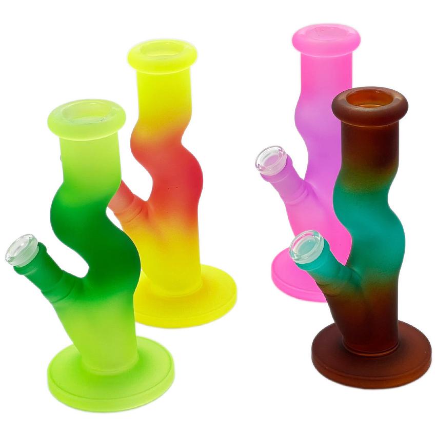8"Double Step Frosted Curve Water Pipe - Design And Color May Vary - (1 Count)