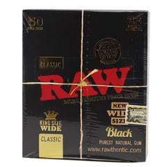 RAW BLACK UNREFINED SINGLE WIDE PAPERS 50CT