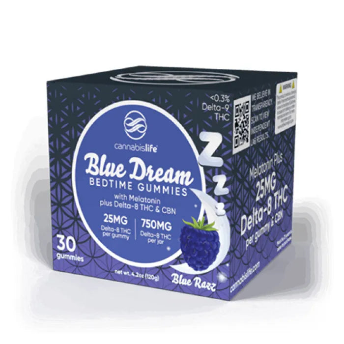 CANNABISLIFE BLUE DREAM GUMMIES D8 THC CBN 750MG 30PC - BLUE RAZZ