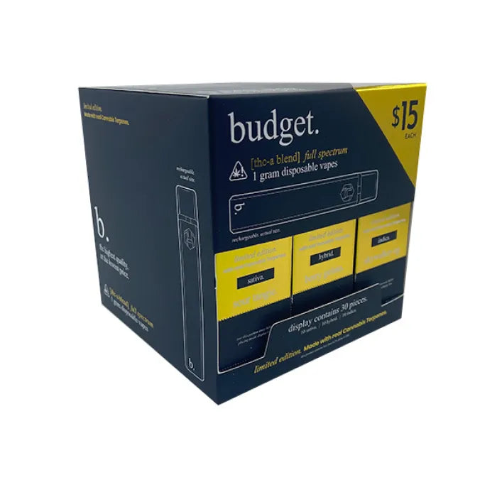 BUDGET LE STARTER BOX THCA DISPOSABLE 1G 30CT - SAT/IND/HYB