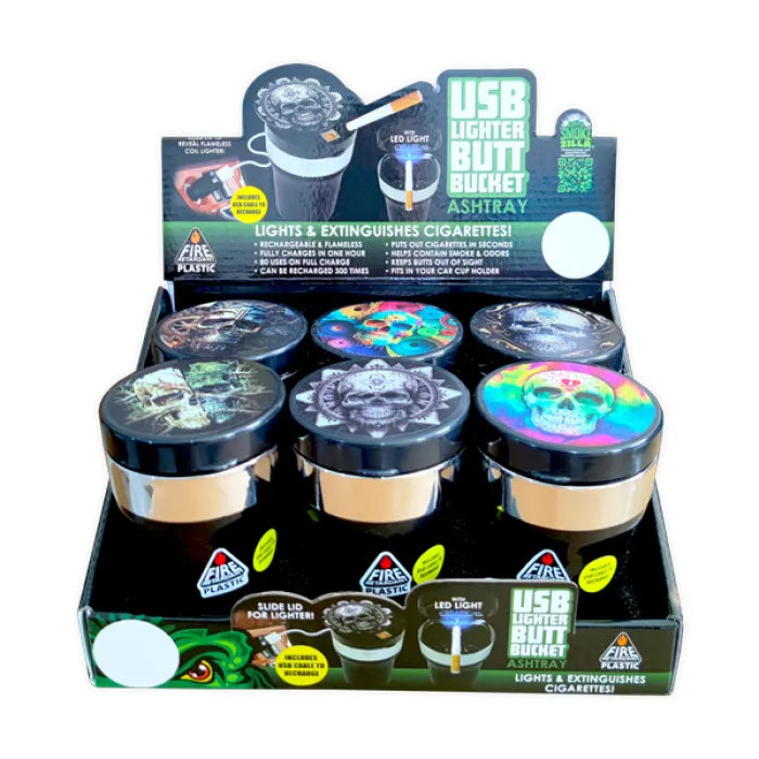SMOKEZILLA USB LIGHTER BUT BUCKET ASHTRAY 23805 - ASSORTED