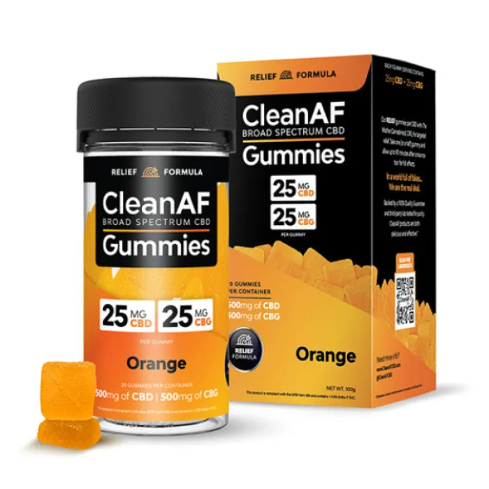 CLEANAF GUMMY 25MG CBD 25MG CBG 20PC - ORANGE